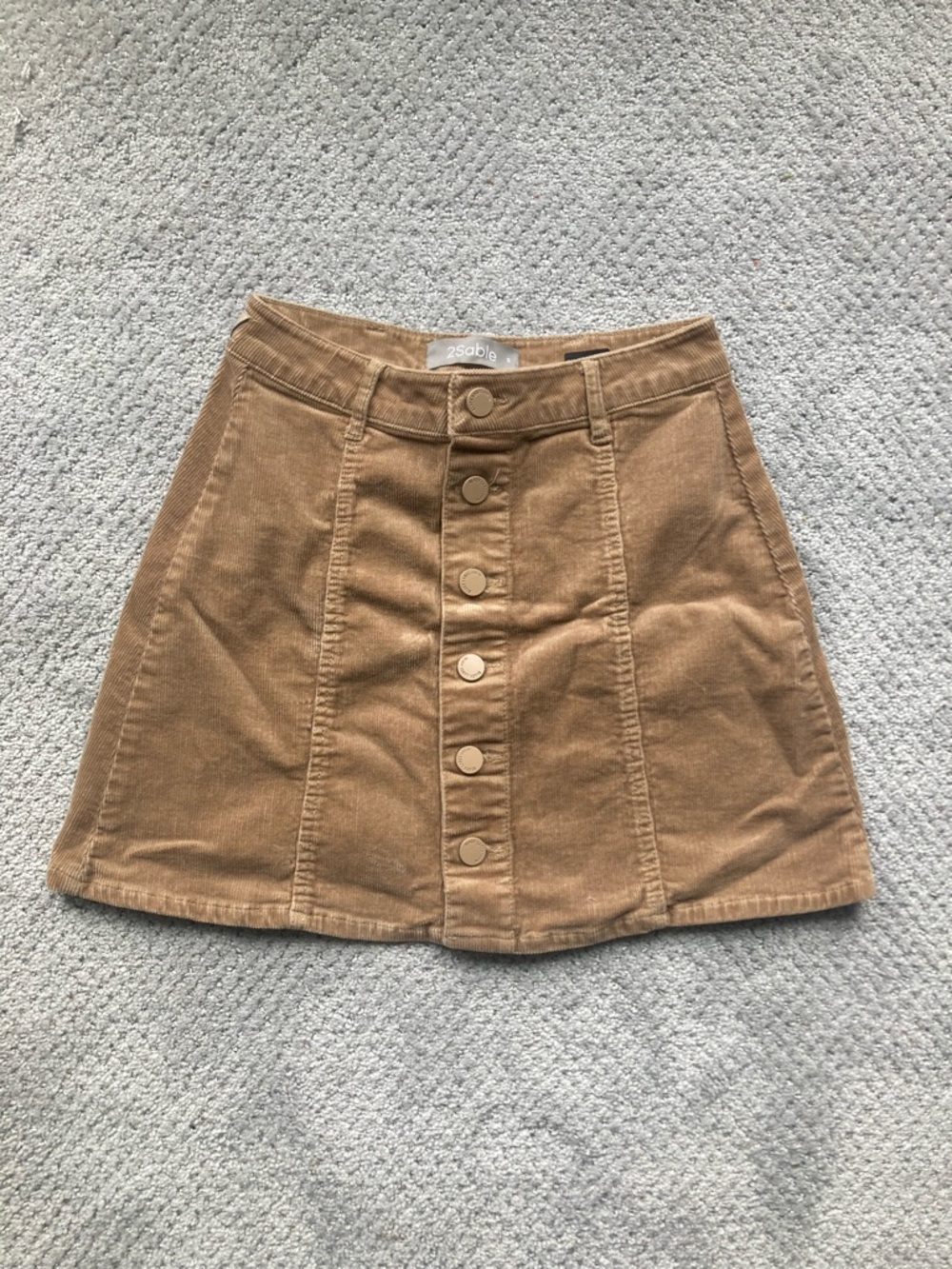 2Sable Tan Button-Front Corduroy Mini Skirt Size Small